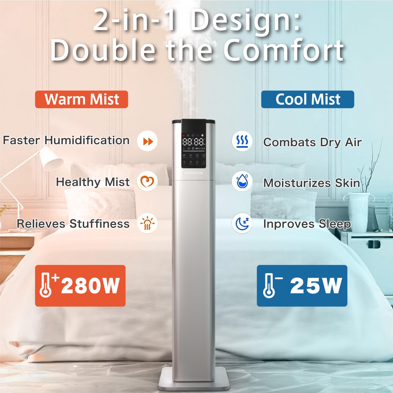 Humidifier Large Room, Warm and Cool Humidifiers for Bedroom, 3.4Gal Humidifiers for Home 1000 sq ft - Image 3