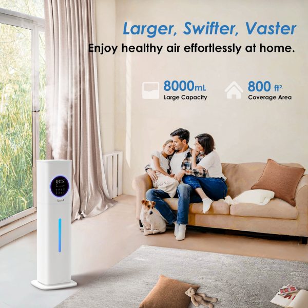 Warm and Cool Mist Humidifiers for Bedroom Home, 2.1gal Quiet Humidifier for Large Room up to 800 ft with Customized Humidity - Image 2