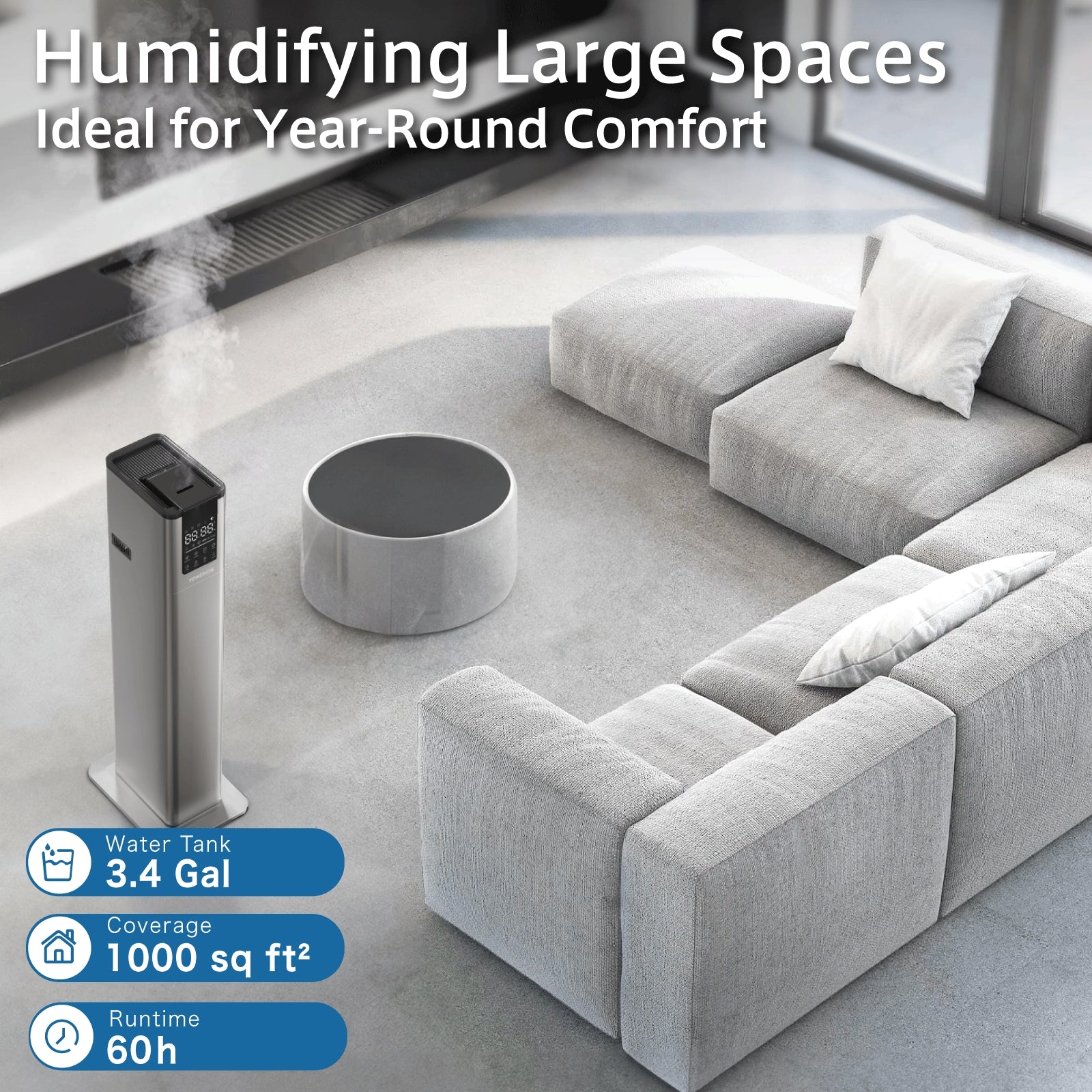 Humidifier Large Room, Warm and Cool Humidifiers for Bedroom, 3.4Gal Humidifiers for Home 1000 sq ft - Image 2